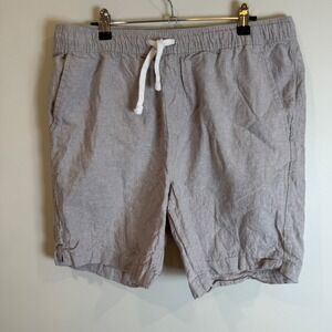 Tenth Ocean Linen Cotton Blend Lounge Shorts Gray Size Large Drawstring Waist